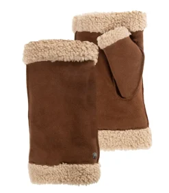 Dameswanten van leer en imitatiebont Cognac