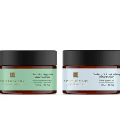 DB Cranberryolie en Jeneverbesolie Nachtcrème + DB Houtskool en Pittige Vruchten Masker Behandeling