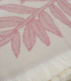 Deken 2 personen Blad 200x220 cm Beige/Orchidee