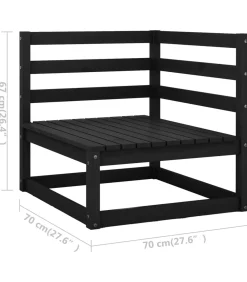 10-delige Loungeset massief grenenhout zwart