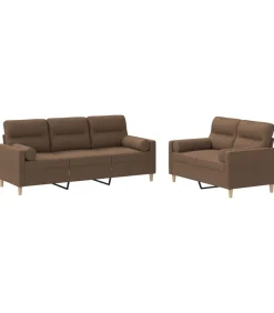 2-delige Loungeset met kussens stof bruin