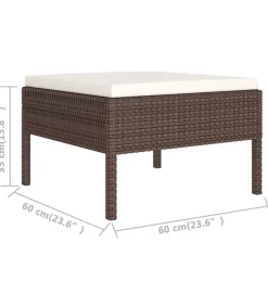 5-delige Loungeset met kussens poly rattan bruin