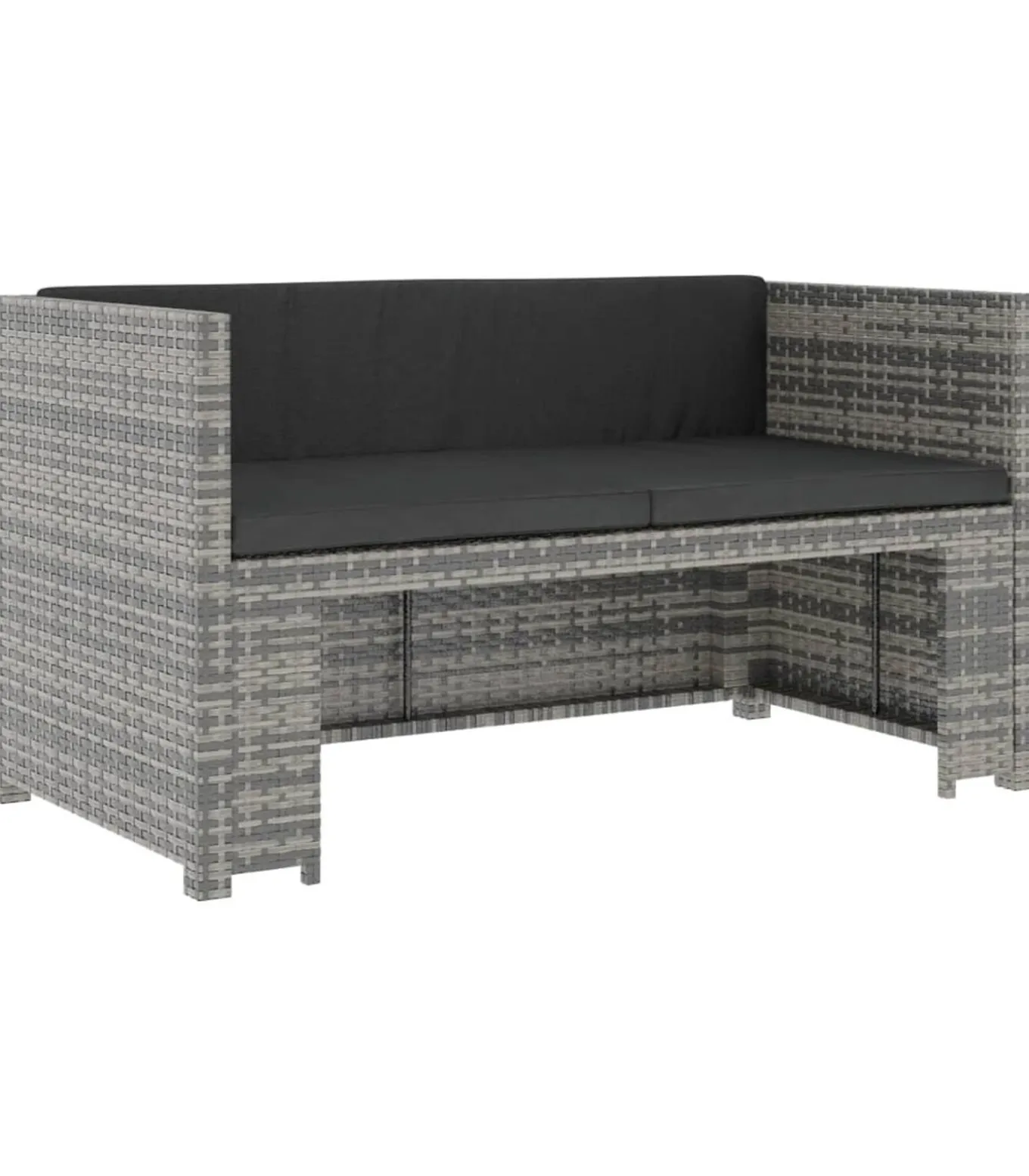 5-delige Loungeset met kussens poly rattan grijs