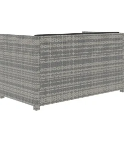 5-delige Loungeset met kussens poly rattan grijs