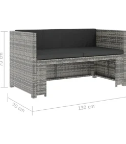 5-delige Loungeset met kussens poly rattan grijs