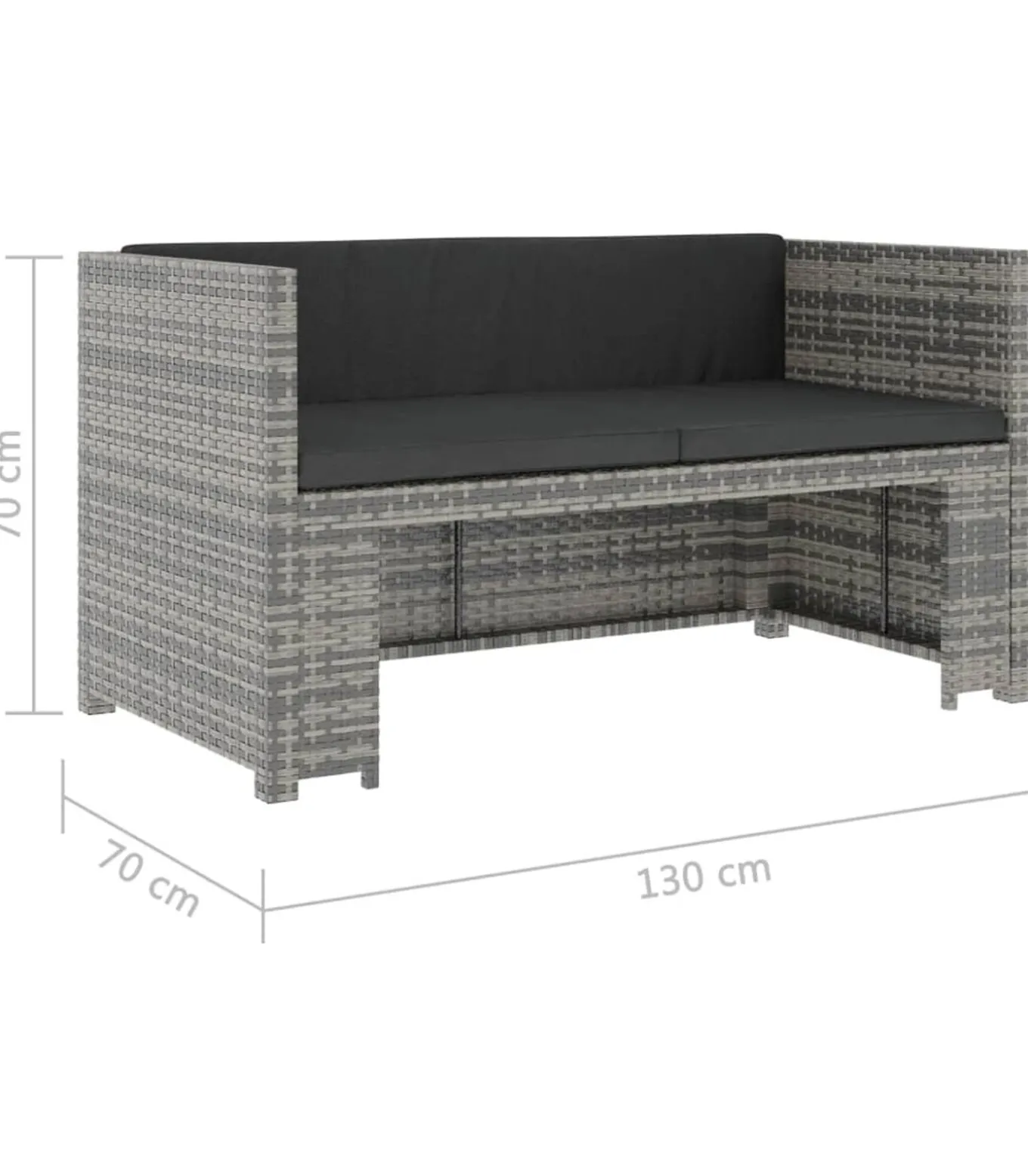 5-delige Loungeset met kussens poly rattan grijs