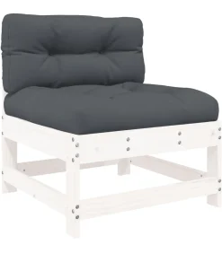 6-delige Loungeset met kussens massief hout wit