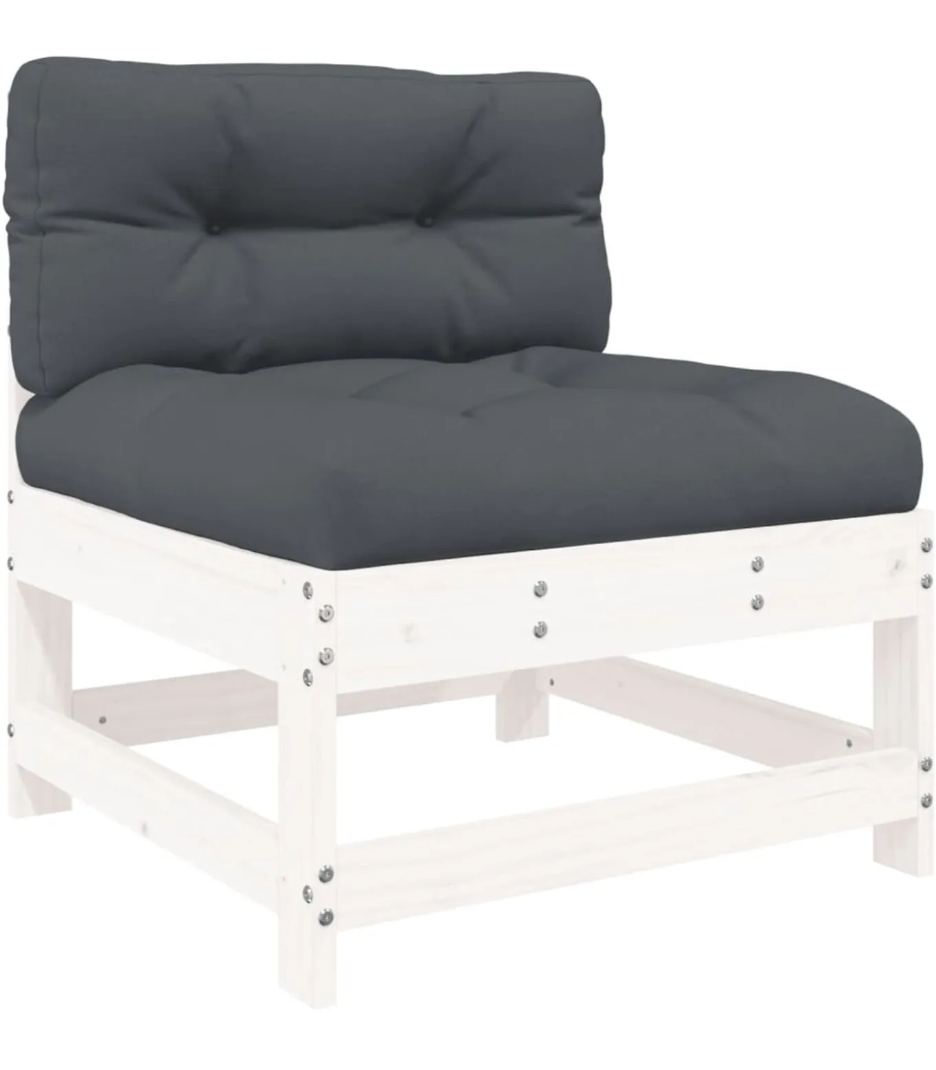 6-delige Loungeset met kussens massief hout wit