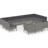 14-delige Loungeset met kussens poly rattan grijs