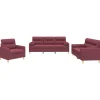 3-delige Loungeset met kussens stof wijnrood