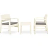 3-delige Loungeset met kussens kunststof wit