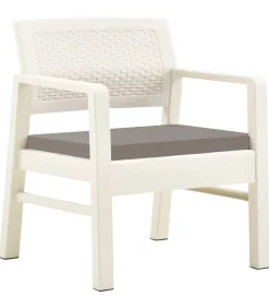 3-delige Loungeset met kussens kunststof wit