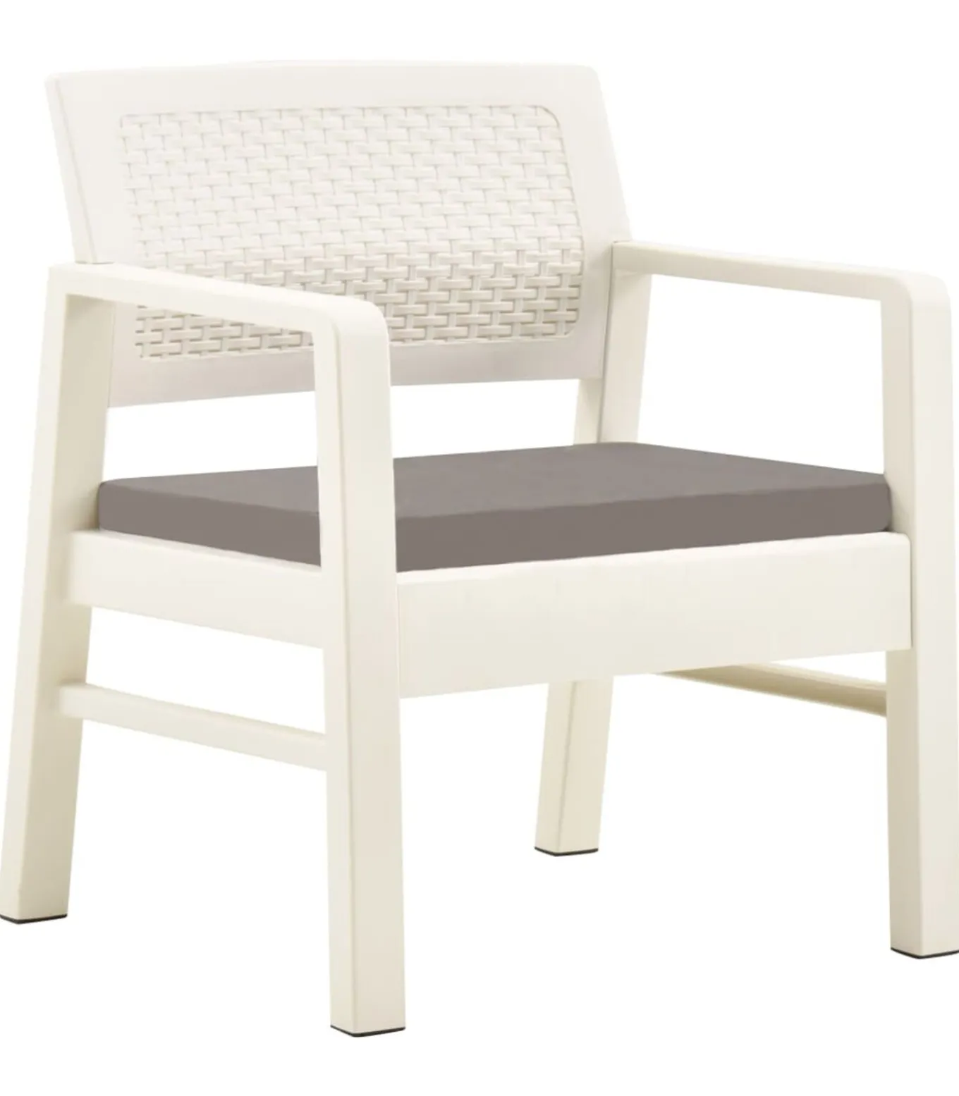 3-delige Loungeset met kussens kunststof wit