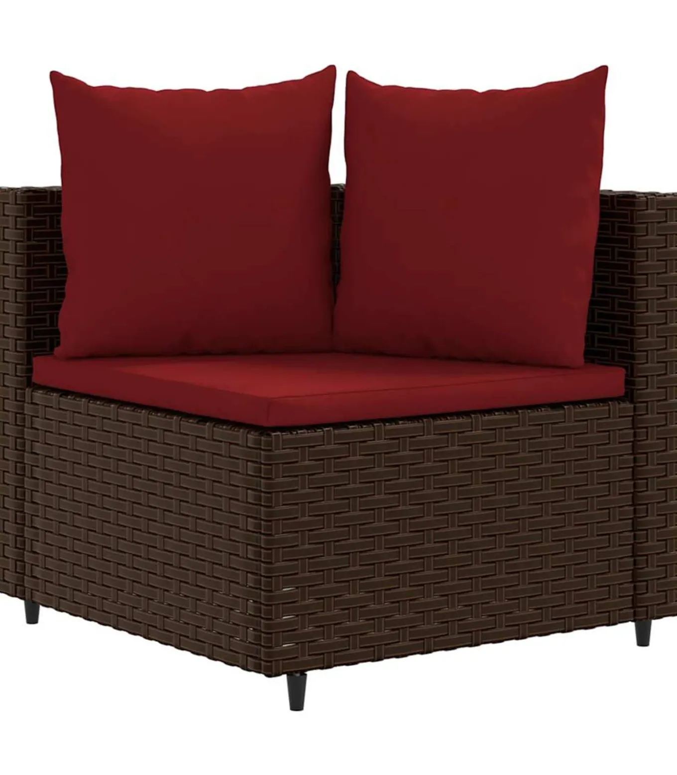 10-delige Loungeset met kussens poly rattan bruin