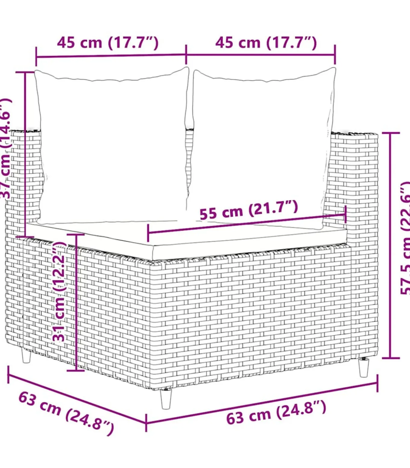 10-delige Loungeset met kussens poly rattan bruin