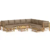 11-delige Loungeset met kussens bamboe taupe