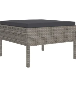 11-delige Loungeset met kussens poly rattan grijs