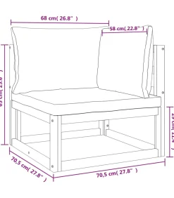 9-delige Loungeset met lichtgrijze kussens massief hout
