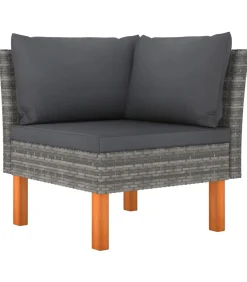 10-delige Loungeset poly rattan en eucalyptushout grijs