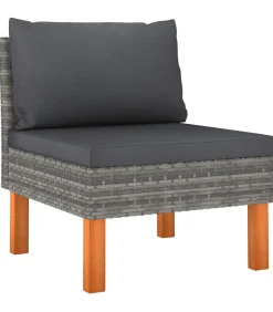 10-delige Loungeset poly rattan en eucalyptushout grijs