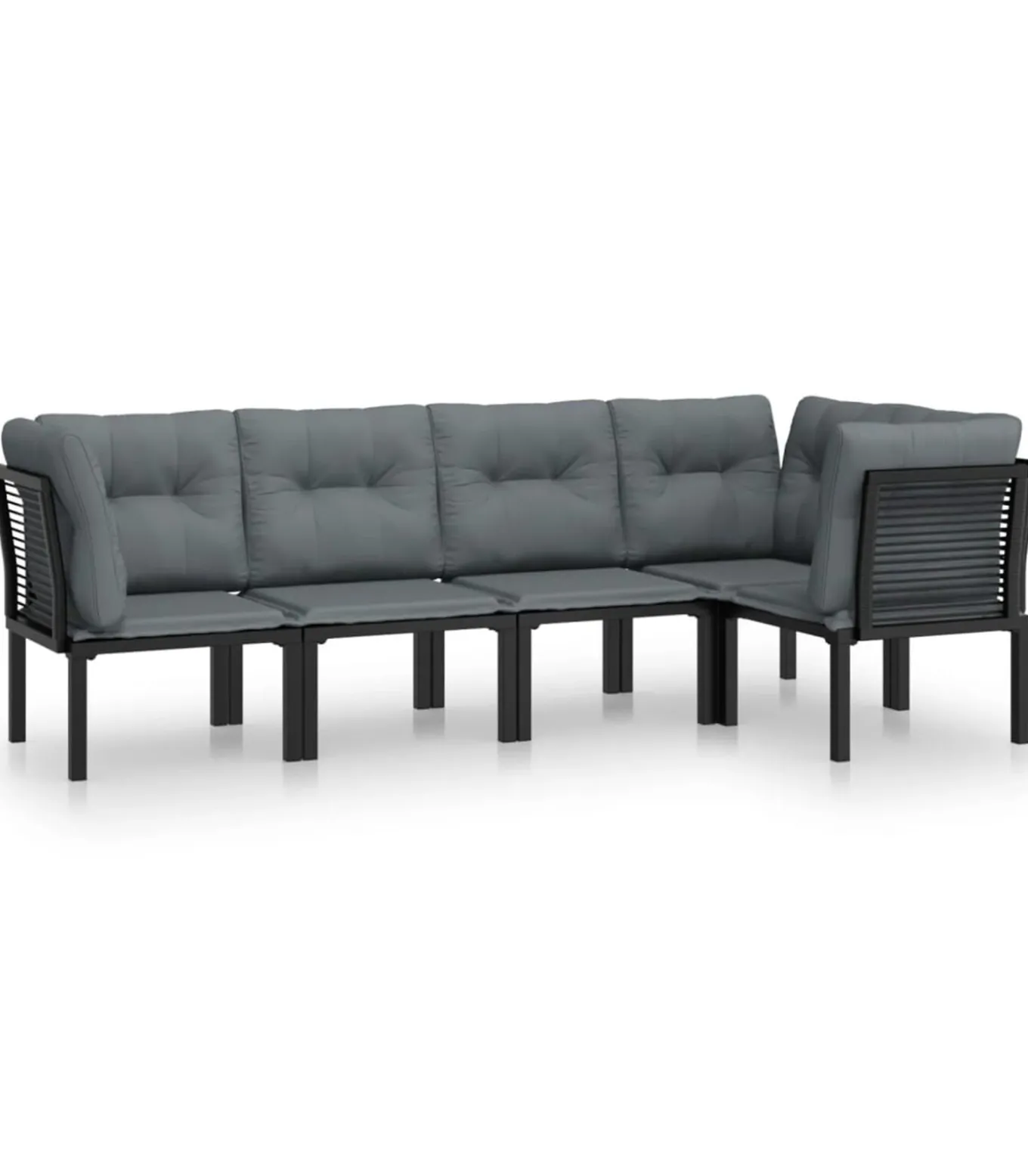 5-delige Loungeset poly rattan zwart en grijs