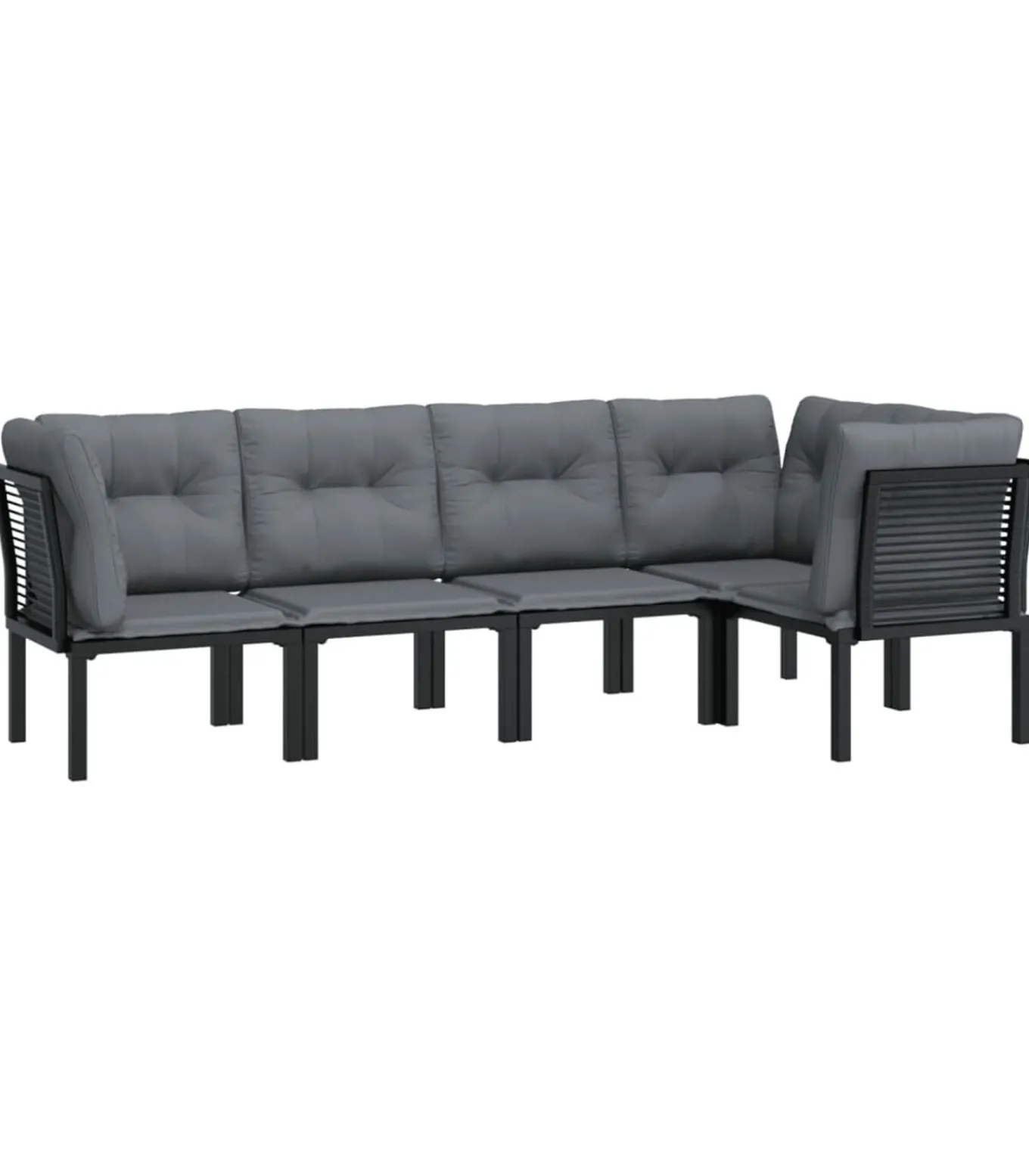 5-delige Loungeset poly rattan zwart en grijs