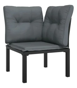 5-delige Loungeset poly rattan zwart en grijs