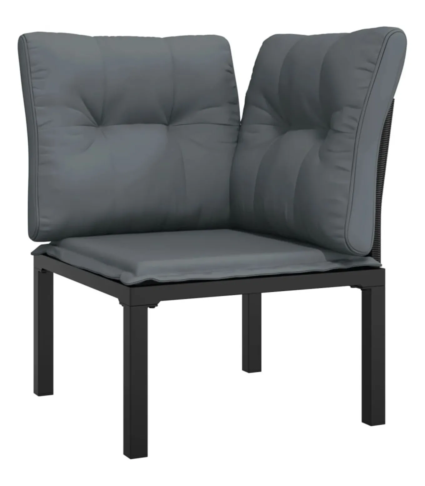 5-delige Loungeset poly rattan zwart en grijs