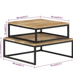2-delige Salontafelset massief mangohout