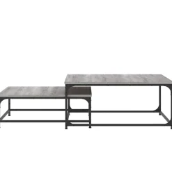 2-delige Tafeltjesset bewerkt hout grijs sonoma eikenkleurig