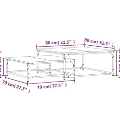 2-delige Tafeltjesset bewerkt hout grijs sonoma eikenkleurig
