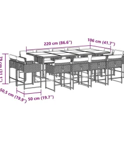 13-delige Tuinset met kussens poly rattan lichtgrijs