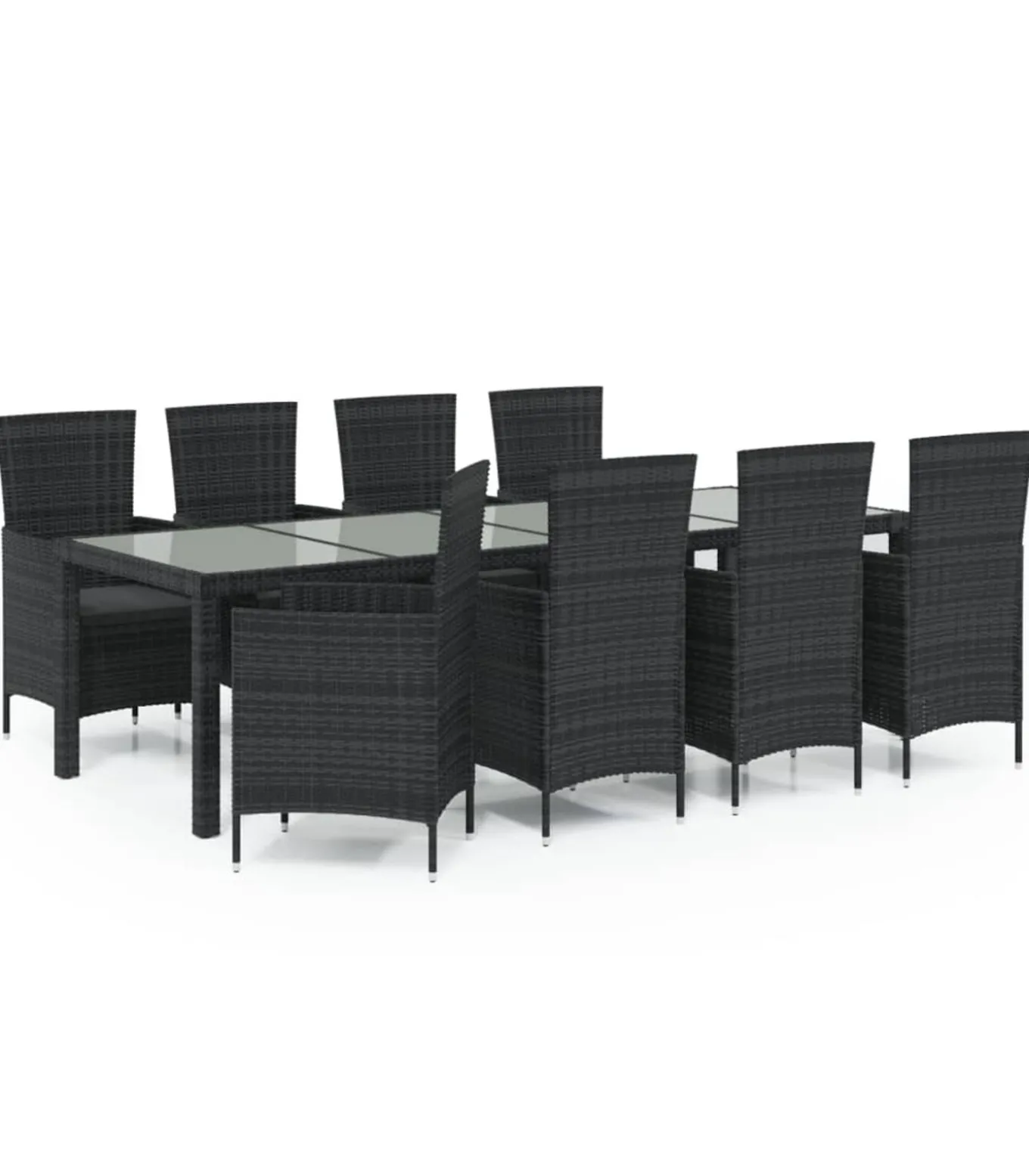 9-delige Tuinset met kussens poly rattan zwart