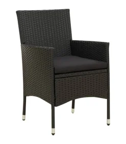 9-delige Tuinset met kussens poly rattan zwart