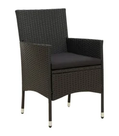 5-delige Tuinset met kussens poly rattan zwart