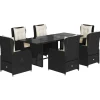 7-delige Tuinset met kussens poly rattan zwart