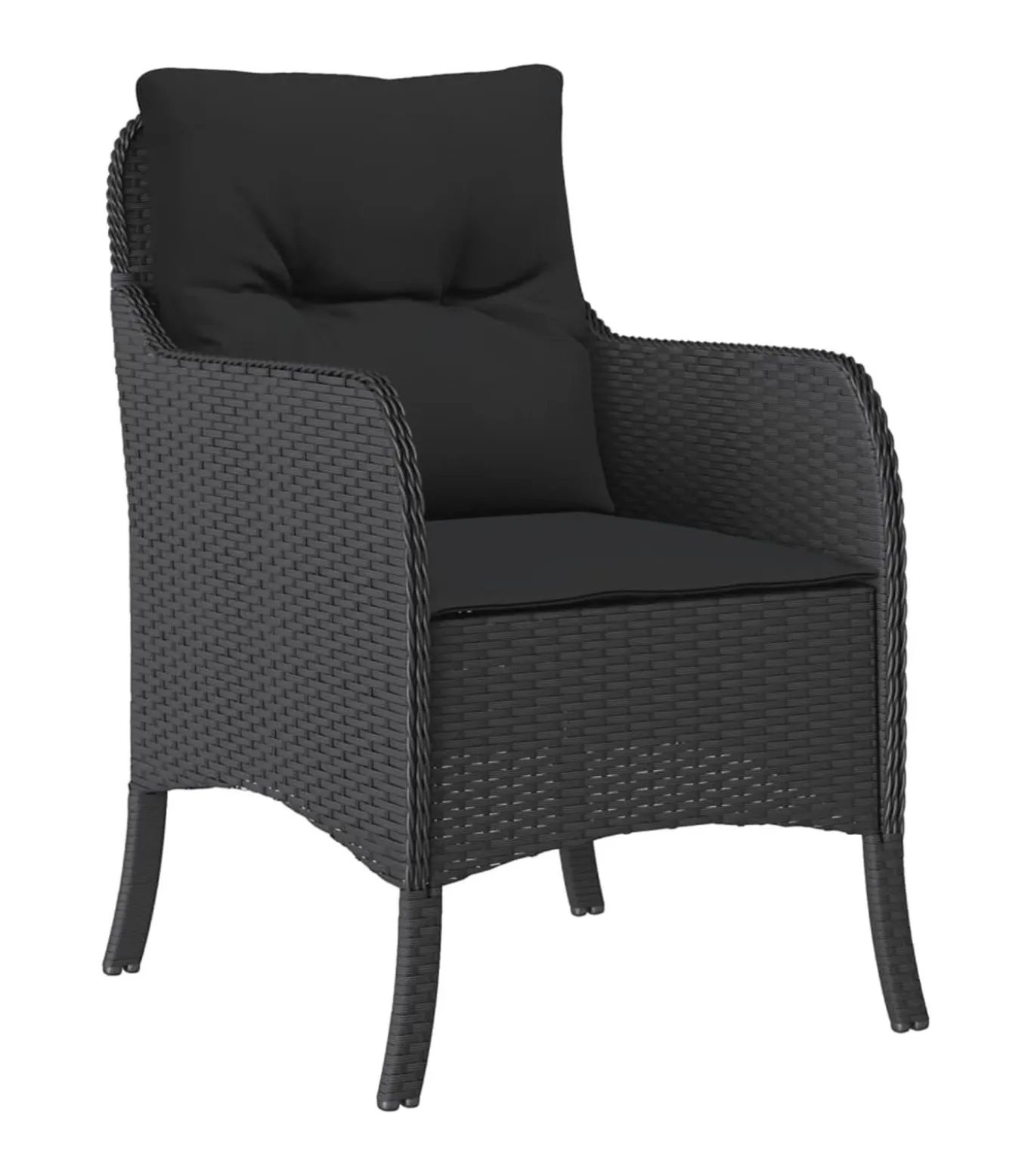 5-delige Tuinset met kussens poly rattan zwart