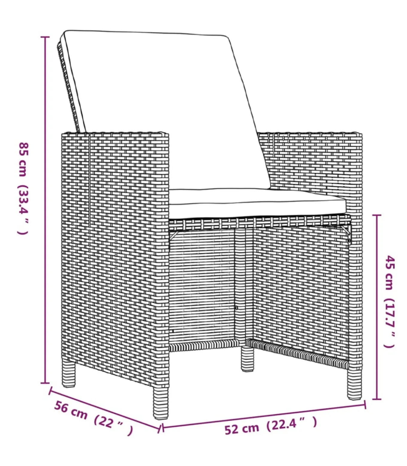 5-delige Tuinset met kussens poly rattan zwart