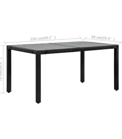 7-delige Tuinset poly rattan zwart