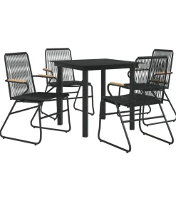 5-delige Tuinset PVC-rattan zwart