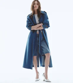 Denim Trenchcoat Lange Mouwen Ceintuur