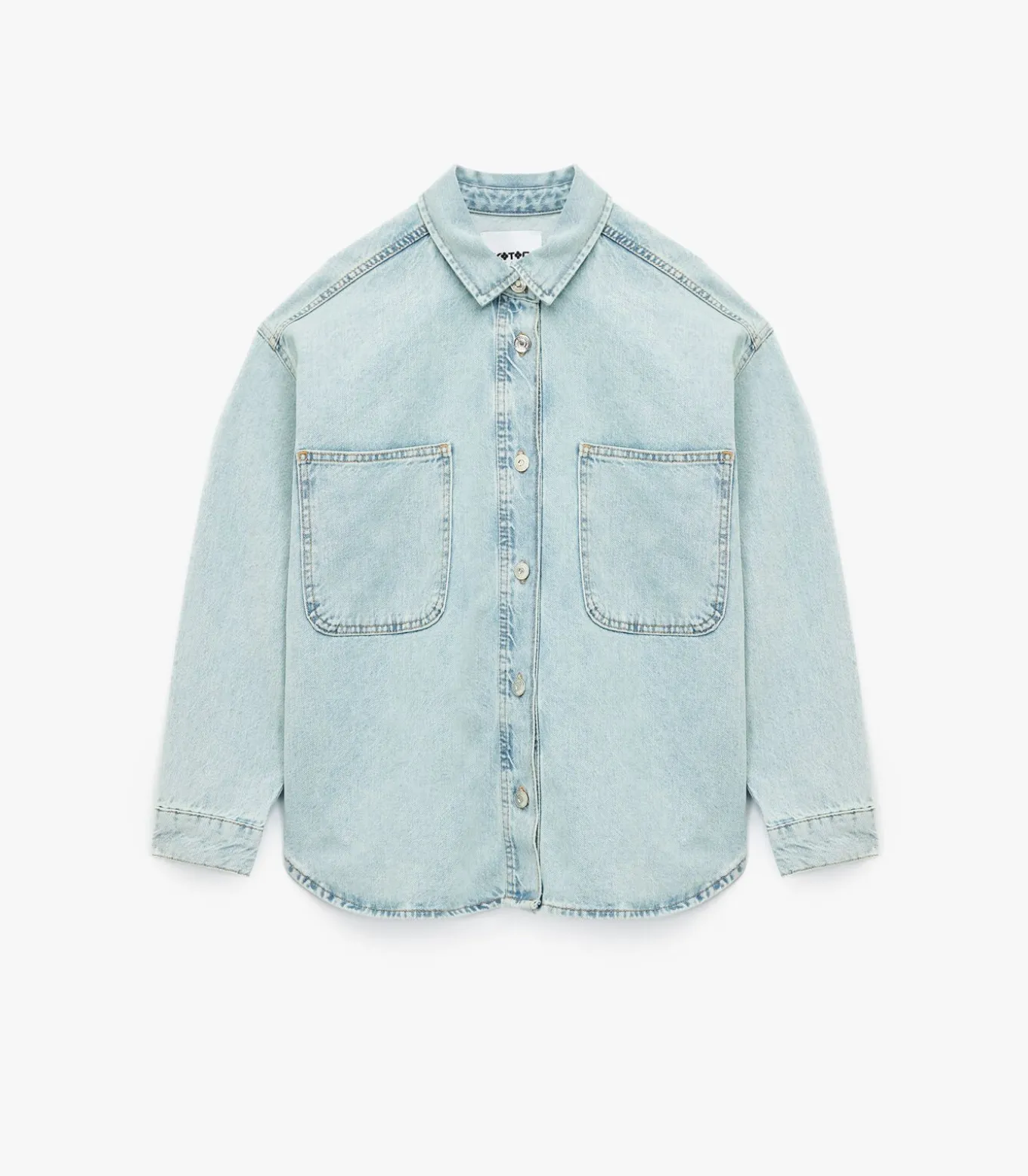 Denimblouse met Knoopsluiting en Zakdetail