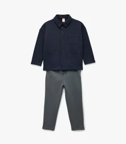 Donkerblauw Babyset Katoen Hemd en Broek