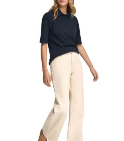 Donkerblauwe polo met halflange mouwen en geborduurd Polo Club-logo