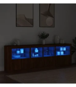 Dressoir met LED-verlichting 202x37x67 cm bruin eikenkleur