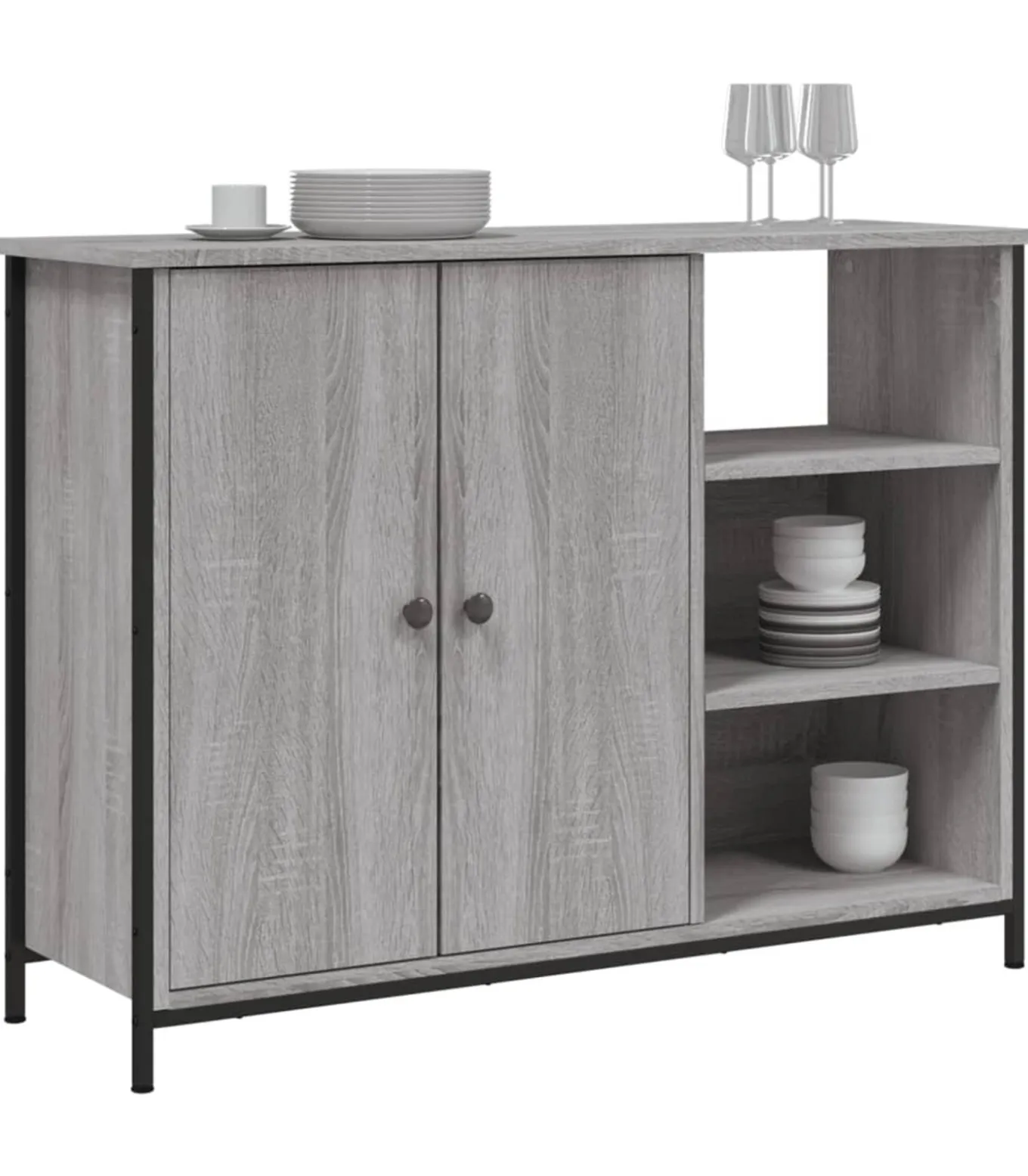 Dressoir 100x33x75 cm bewerkt hout grijs sonoma