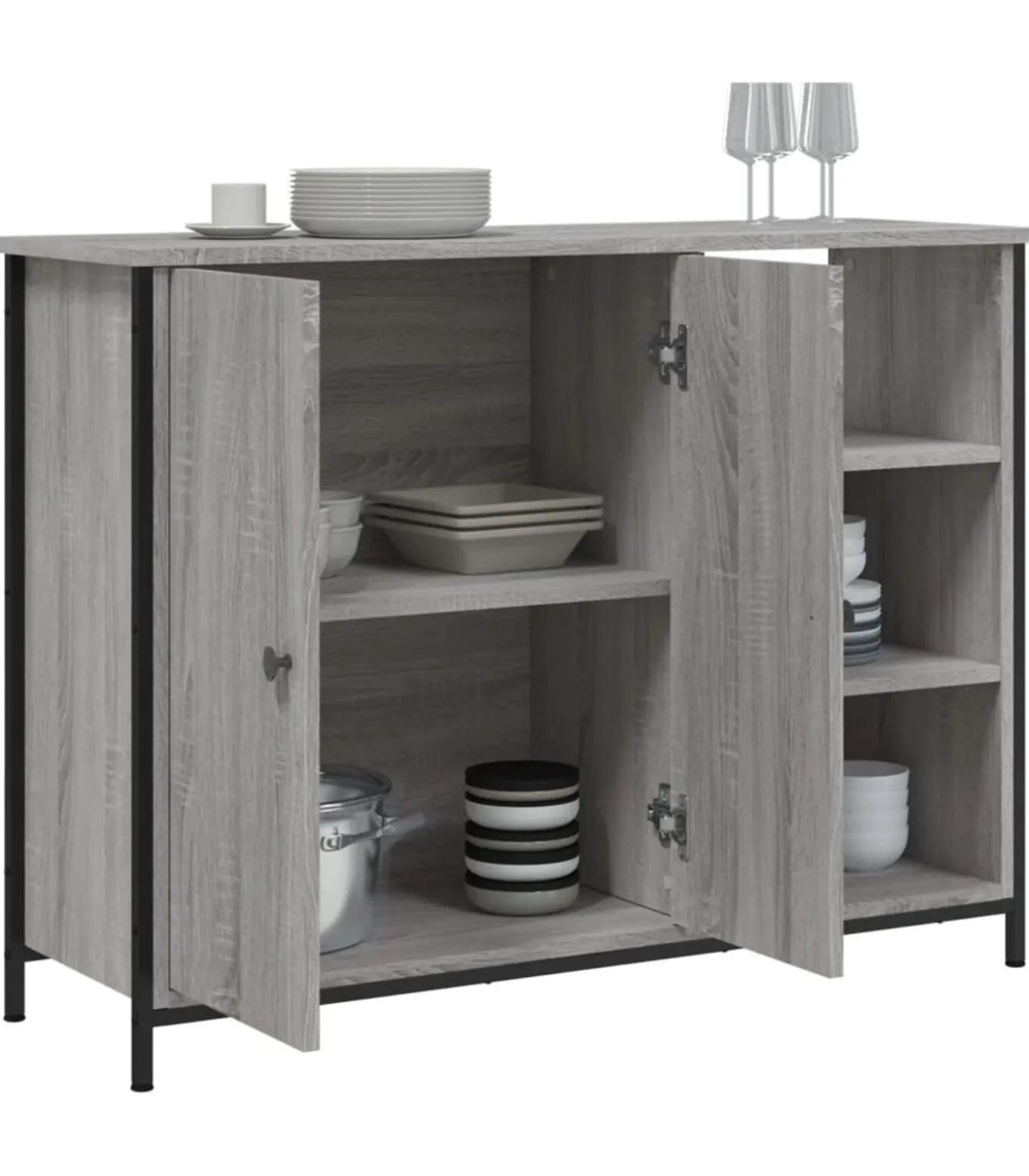 Dressoir 100x33x75 cm bewerkt hout grijs sonoma