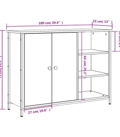 Dressoir 100x33x75 cm bewerkt hout grijs sonoma