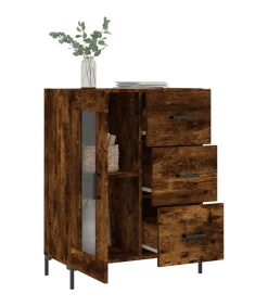 Dressoir 69,5x34x90 cm bewerkt hout gerookt eikenkleurig