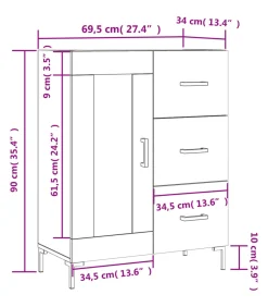 Dressoir 69,5x34x90 cm bewerkt hout gerookt eikenkleurig
